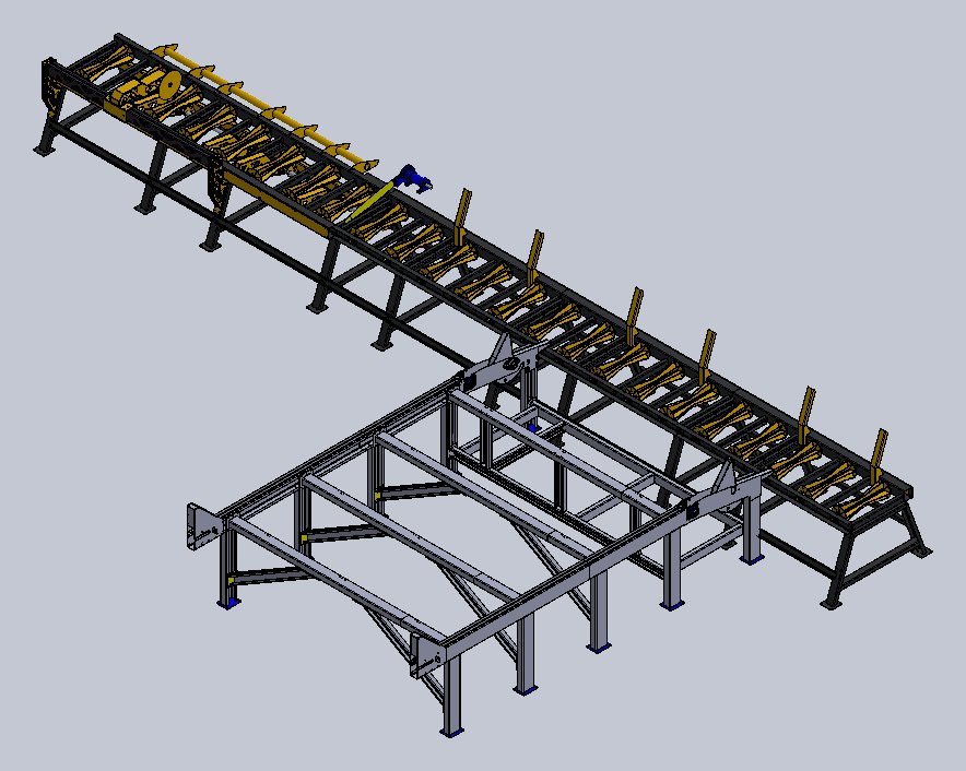 Projeto 3D de linha de toras no SolidWorks